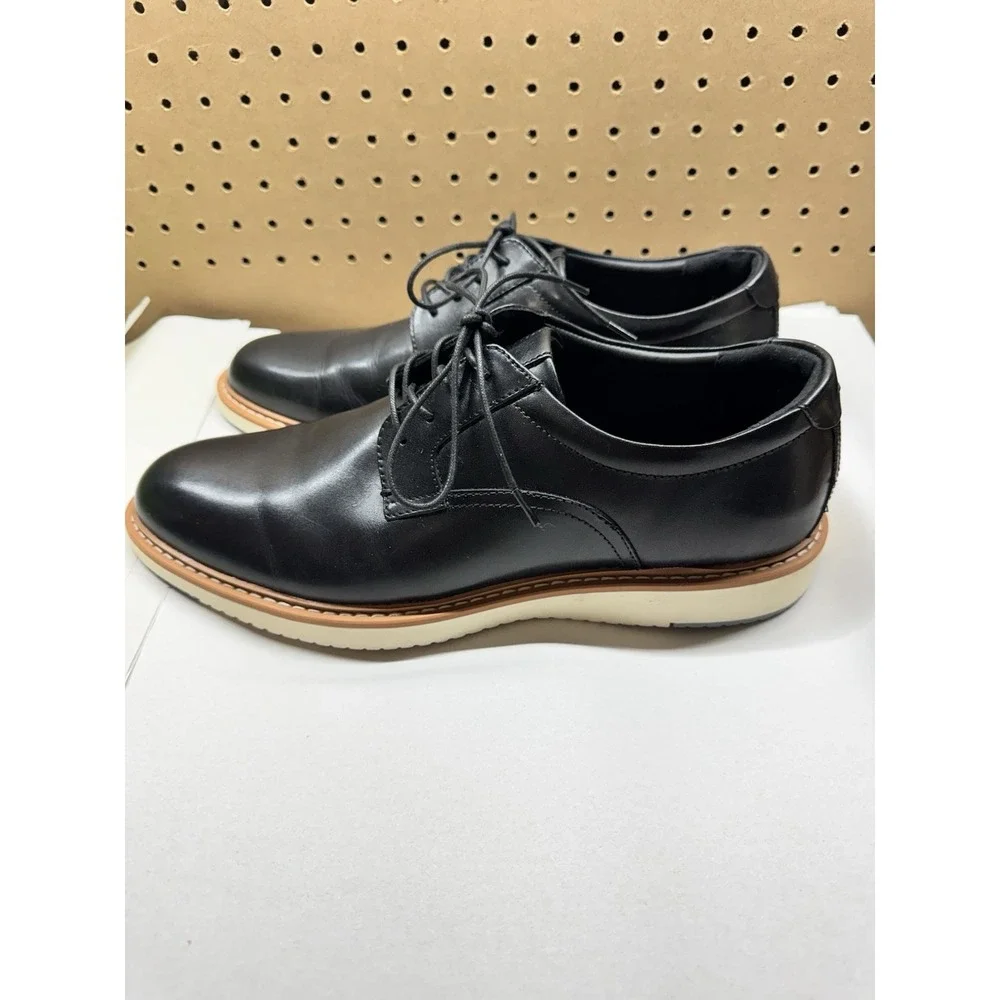 Mens Nordstrom Rack Eugene Black Leather Formal Comfort Shoes‎ Size 12 M GUC